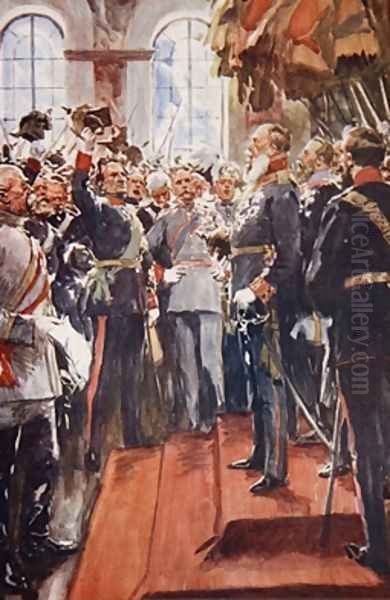 Long Live his Imperial Majesty Emperor William I illustration from A History of Germany Oil Painting by A.C. Michael