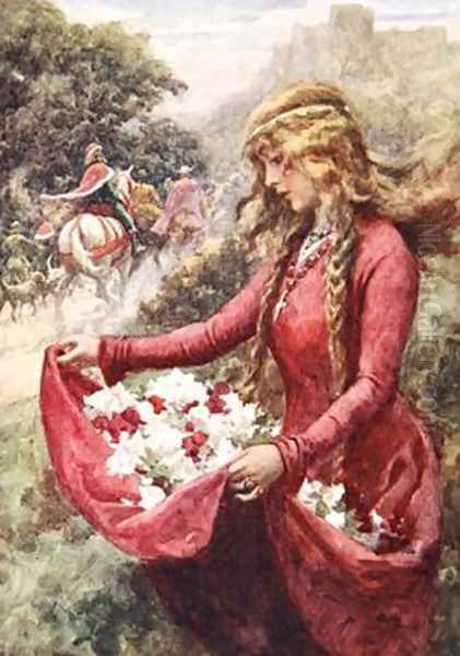 The roses of St Elisabeth Oil Painting by A.C. Michael