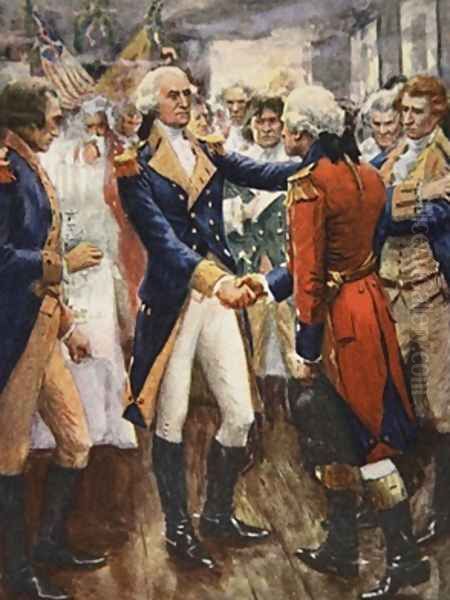 Washington taking leave of his officers illustration from This Country of Ours The Story of the United States Oil Painting by A.C. Michael