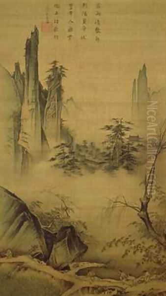 Willows and distant mountains Song Dynasty Oil Painting by Yuan Ma