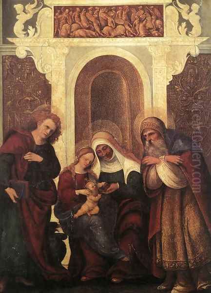 Madonna and Child with Saints 1522-23 Oil Painting by Ludovico Mazzolino