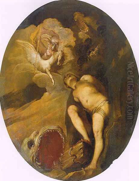 Perseus Liberating Andromeda 1657-58 Oil Painting by Francesco Maffei