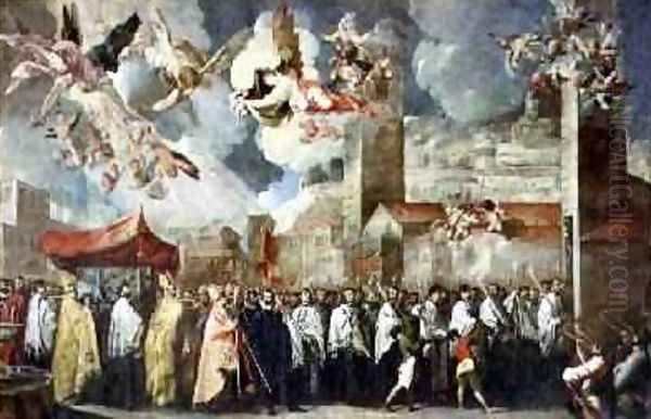 Procession of the Relics of the Holy Brescian Bishops Oil Painting by Francesco Maffei