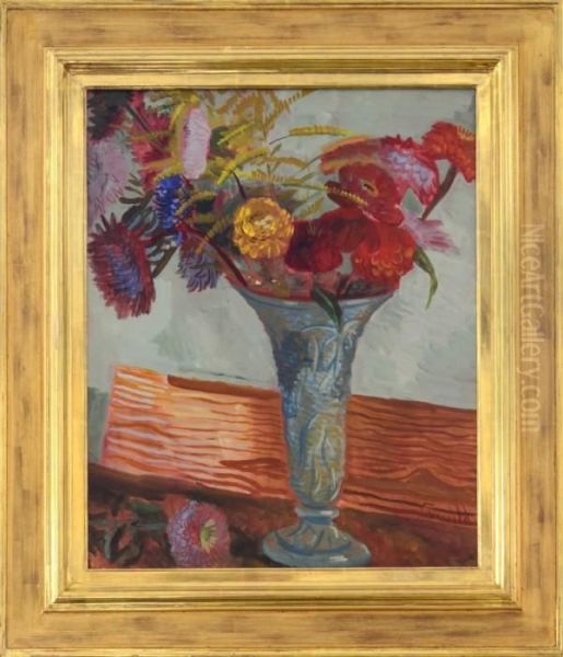 Stilleben Med Blommor I Vas Oil Painting by Isaac Grunewald