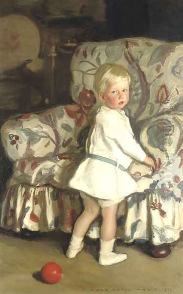 Boy with a Red Ball Oil Painting by Harrington Mann