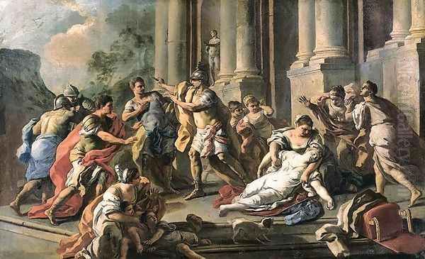 Horatius Slaying His Sister after the Defeat of the Curiatii c. 1760 Oil Painting by Francesco de Mura