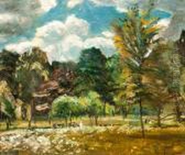 Parkban Oil Painting by Bela Ivanyi Grunwald