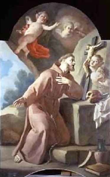 St Francis of Assisi Oil Painting by Francesco de Mura