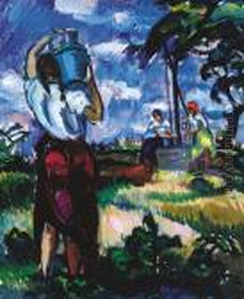 Water Carrier Oil Painting by Bela Ivanyi Grunwald