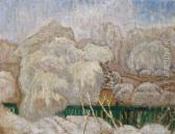 Winter Landscape Oil Painting by Bela Ivanyi Grunwald