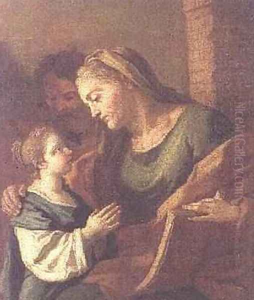 St Anne Instructing the Christ Child Oil Painting by Francesco de Mura