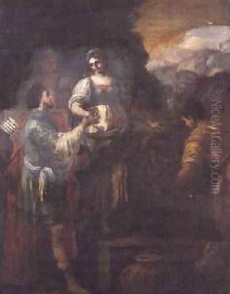 Rebecca and Eliezer at the Well Oil Painting by Francesco de Mura