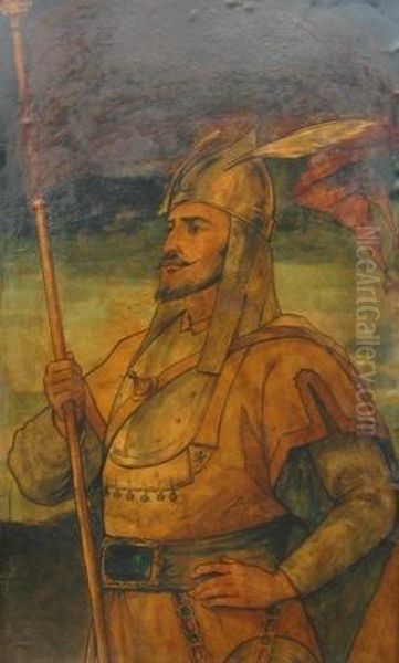 Bela Ivanyi Grunwald Crusader Knight Oil Painting by Bela Ivanyi Grunwald