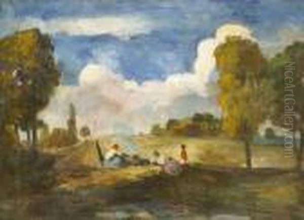 A Szabadban Oil Painting by Bela Ivanyi Grunwald