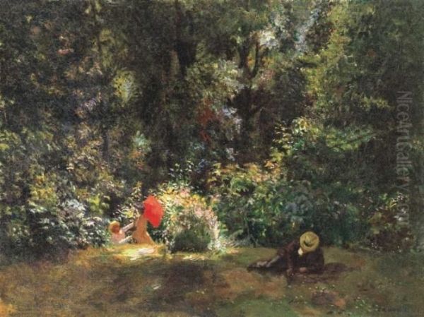 Picnic, About 1900 Oil Painting by Bela Ivanyi Grunwald