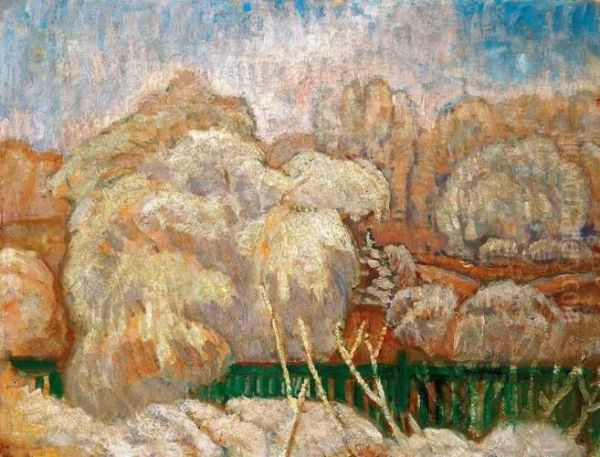 Winter Landscape, About 1910 Oil Painting by Bela Ivanyi Grunwald