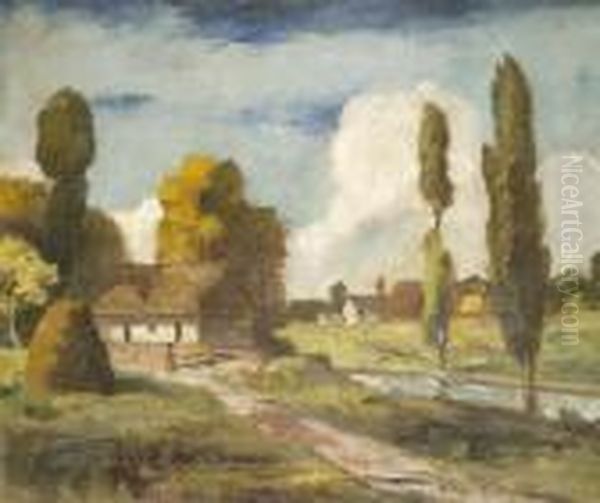 Faluszele Oil Painting by Bela Ivanyi Grunwald