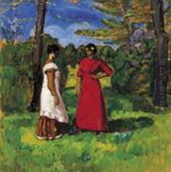 Girls From Kecskemet, Round 1912 Oil Painting by Bela Ivanyi Grunwald