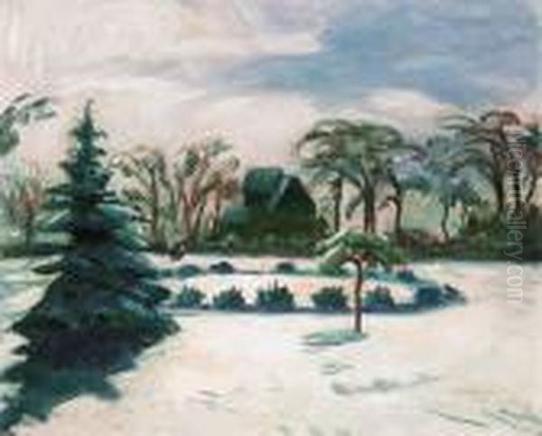 Winter Landscape Oil Painting by Bela Ivanyi Grunwald