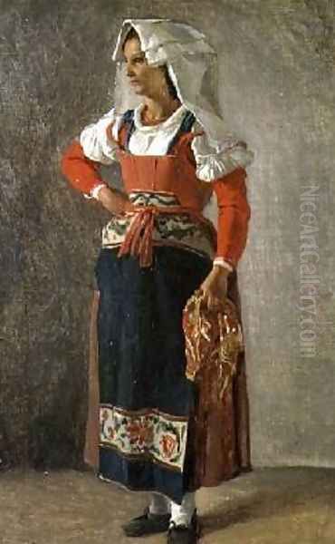 Portrait of a Peasant from the Environs of Rome Oil Painting by Achille-Etna Michallon