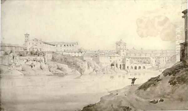 View of the Tiber, Rome by Achille-Etna Michallon