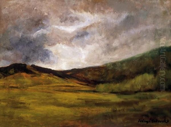 Cloudy Landscape Oil Painting by Bela Ivanyi Grunwald