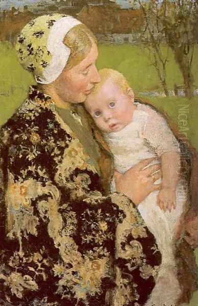 Motherhood Oil Painting by Gari Julius Melchers