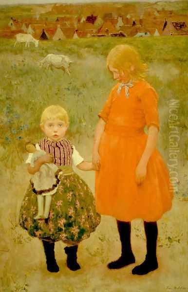 The Sisters Oil Painting by Gari Julius Melchers