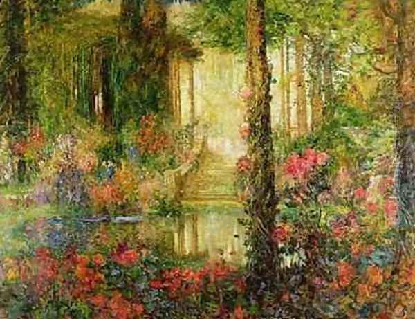 The Garden of Enchantment stage set for Parsifal 1914 Oil Painting by Thomas E. Mostyn