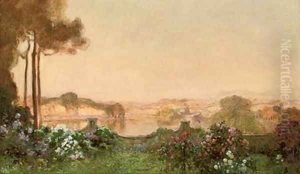 View from the terrace Oil Painting by Thomas E. Mostyn