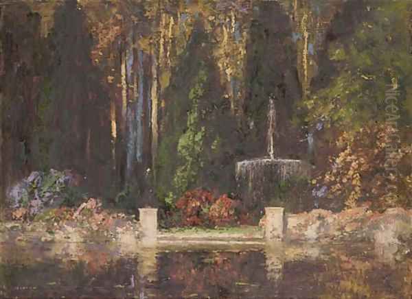 The Garden of the fountain Oil Painting by Thomas E. Mostyn