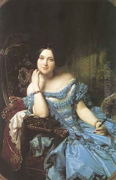 Amalia de Llano y Dotres- The Countess of Vilches 1853 Oil Painting by Federico de Madrazo y Kuntz