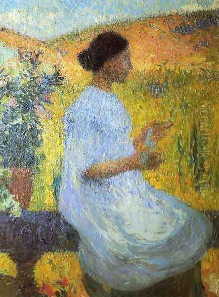 The Red Dress Oil Painting by Henri Martin