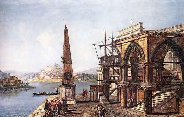 Imaginative View with Obelisk c. 1735 by Michele Marieschi