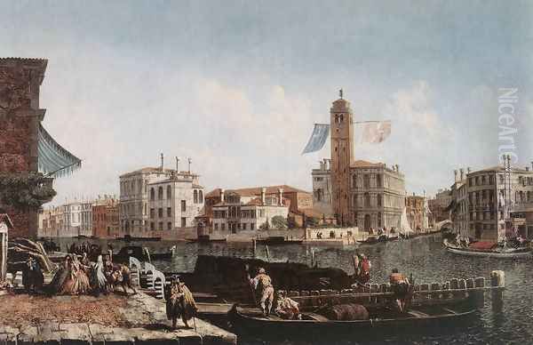 The Grand Canal with the Fishmarket c. 1740 Oil Painting by Michele Marieschi