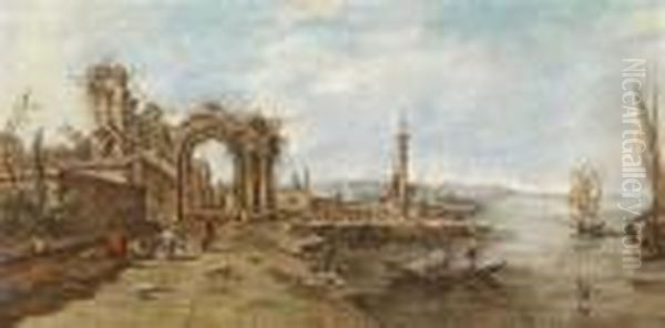 An Architectural Capriccio With Ruins Oil Painting by Francesco Guardi