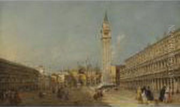 Venice, Piazza San Marco With The Basilica And The Campanile Oil Painting by Francesco Guardi