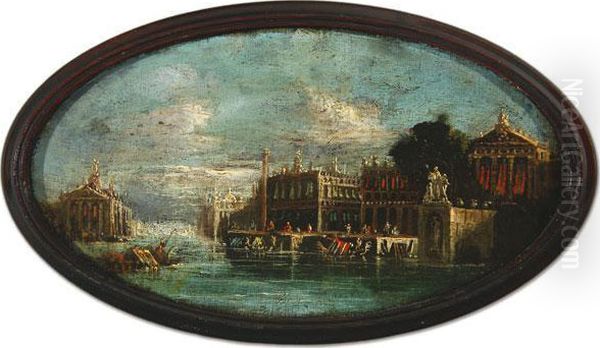 Nocturnal Venetian Scene Oil Painting by Francesco Guardi