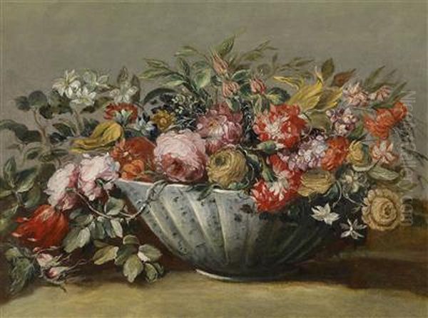 A Still Life Of Flowers With Roses Oil Painting by Francesco Guardi