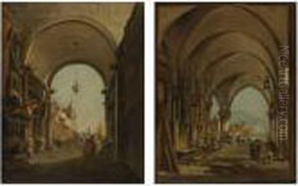 Venetian Archways Oil Painting by Francesco Guardi