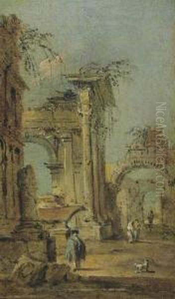 Capriccio With Architectural Ruins Oil Painting by Francesco Guardi