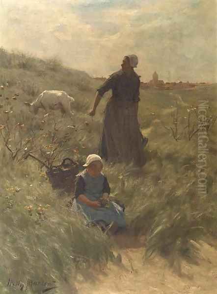 A sunny day in the dunes Oil Painting by Willy Martens