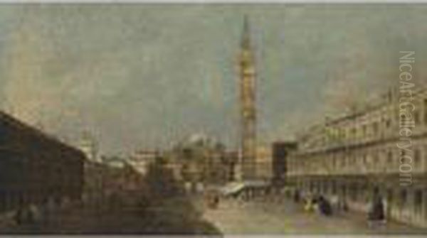 Venice, A View Of Piazza San Marco Looking East Towards Thebasilica Oil Painting by Francesco Guardi