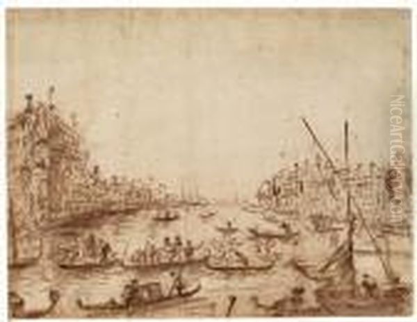 A View Of Canale Grande In Venice Oil Painting by Francesco Guardi