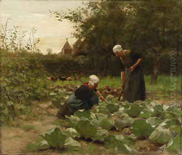 Tending the Garden Oil Painting by Willy Martens