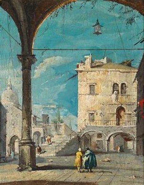 Eine Venezianische Strassenszene Oil Painting by Francesco Guardi