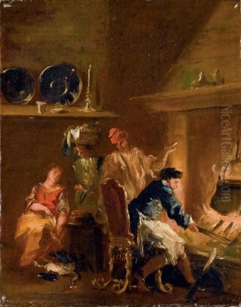 Interno Di Cucina Con Figure Oil Painting by Francesco Guardi