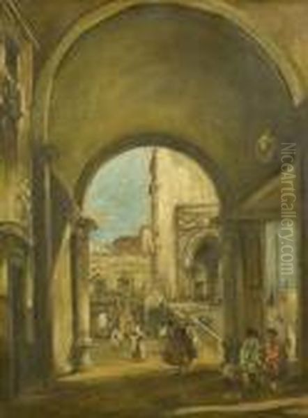 A Street View In Venice Oil Painting by Francesco Guardi