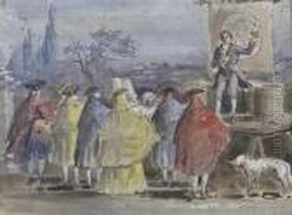 A Theatre Scene Oil Painting by Francesco Guardi