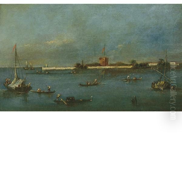 Veduta Della Laguna Di Venezia Col Forte Di Santiandrea Oil Painting by Francesco Guardi